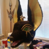 Mask mostly completed, only the headdress remains